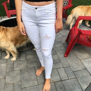 White ripped jeans